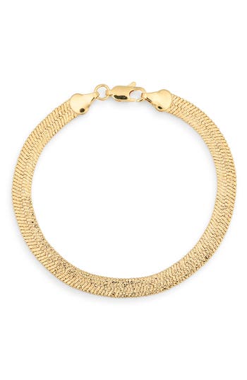 Sterling Forever Dawn Textured Herringbone Bracelet In Gold