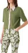 Akris punto Relaxed Fit Short Sleeve Virgin Merino Wool Cardigan