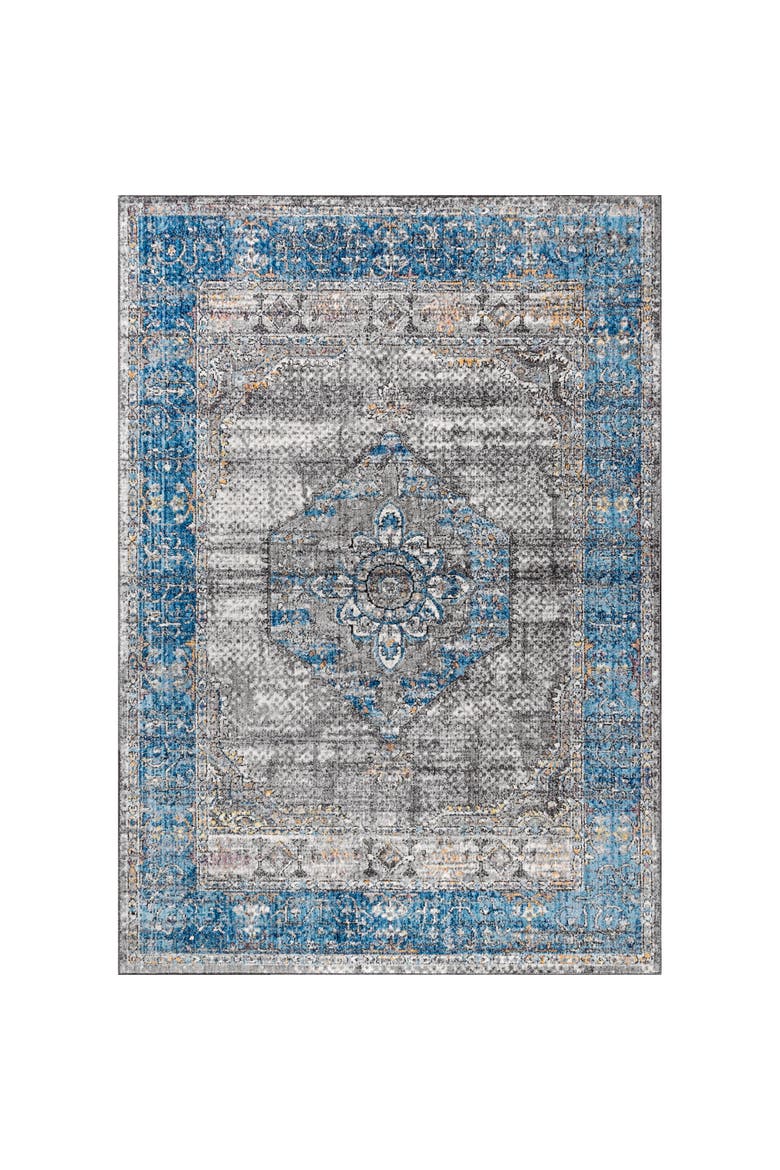 Anatolia Vintage Medallion Peacock Area Rug, Main, color, Peacock Blue/Gray