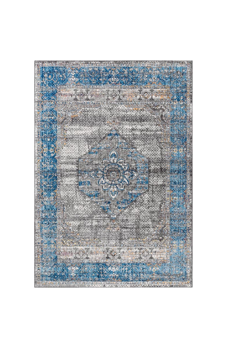 JONATHAN Y Anatolia Vintage Medallion Peacock Area Rug, Main, color, Peacock Blue/Gray