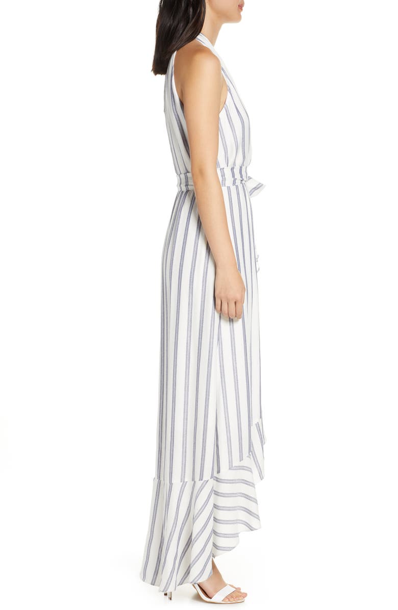 Julia Jordan Metallic Stripe Halter Maxi Dress, Alternate, color,