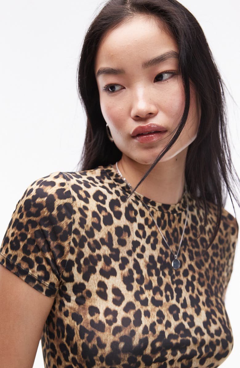Topshop Animal Print Baby Tee, Alternate, color,