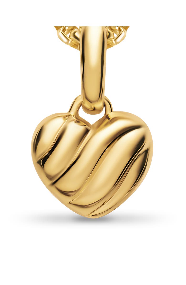 David Yurman Petite Puffy Cable Heart Amulet, Alternate, color, Gold