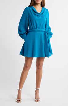 Black Halo Russel Tie Waist Long Sleeve Minidress