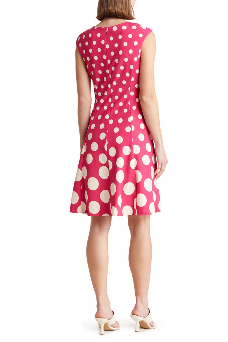 Dot Fit & Flare Dress, Alternate, color, PINK/ IVORY