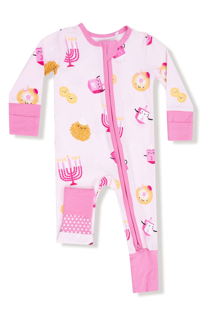 Angel Dear Hanukkah Convertible Zip Footie, Main, color, Pink