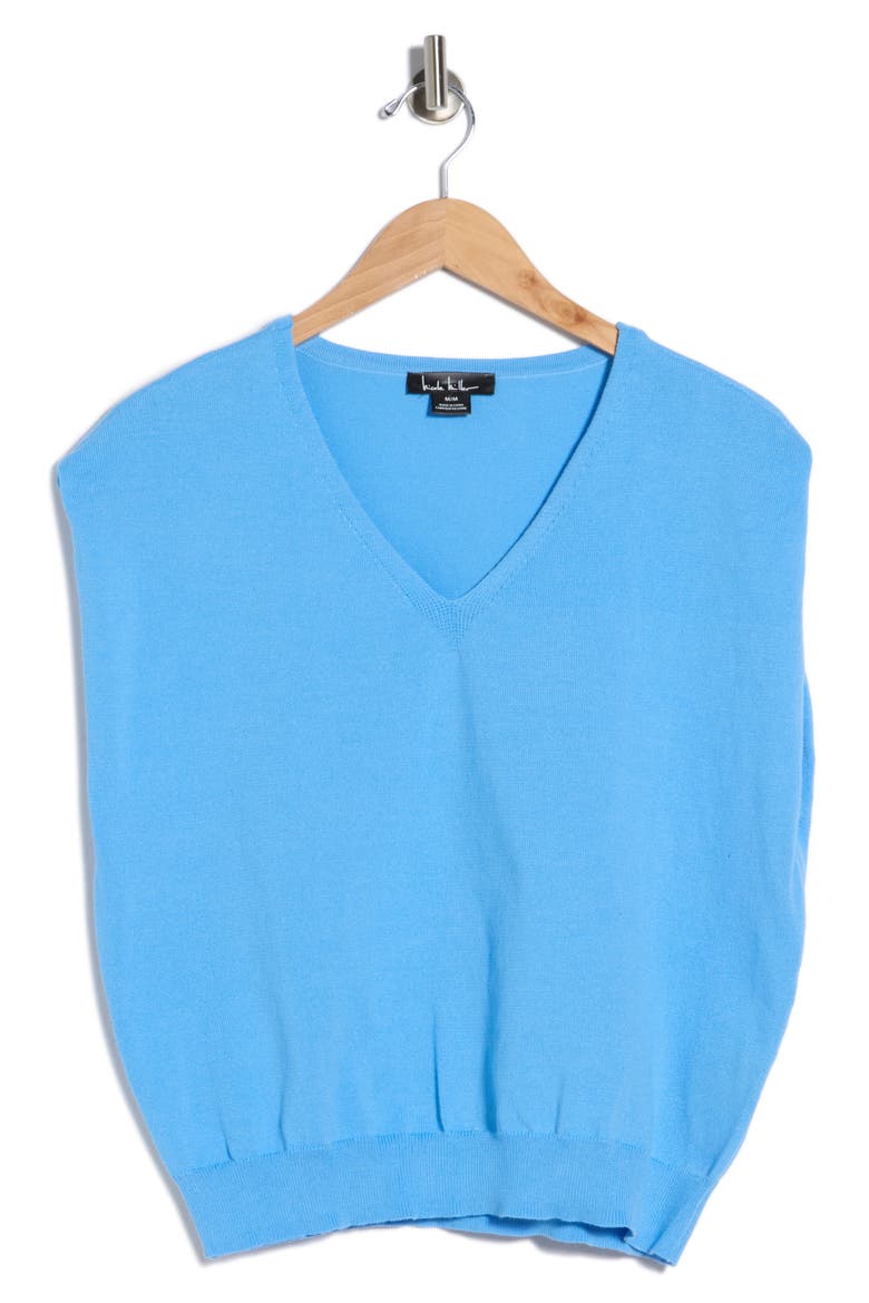 V-Neck Sweater, Alternate, color, LIGHT BLUE/ SCARF PRINT