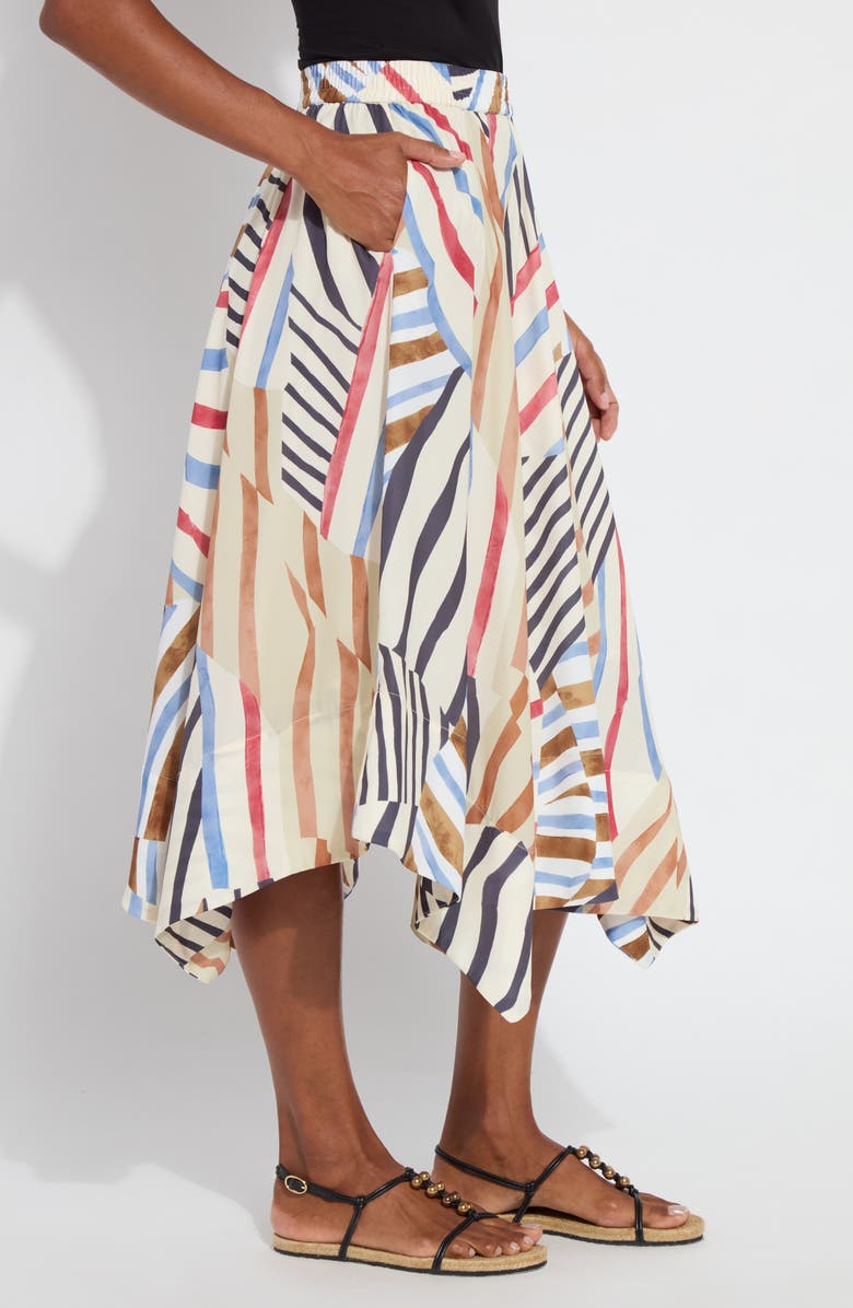 Lysse Lorenza Mixed Stripe Satin Handkerchief Hem Skirt, Alternate, color, Stripe Art