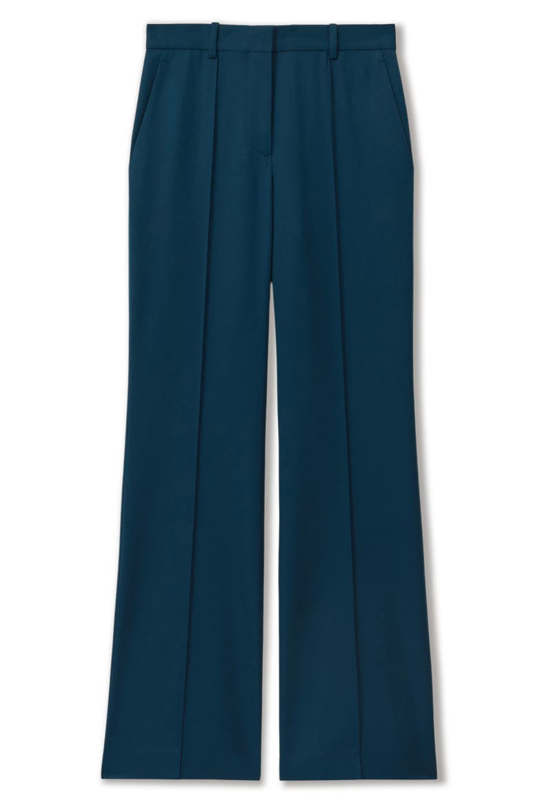 Jade Pintuck Stretch Wool Blend Wide Leg Pants, Alternate, color, TEAL
