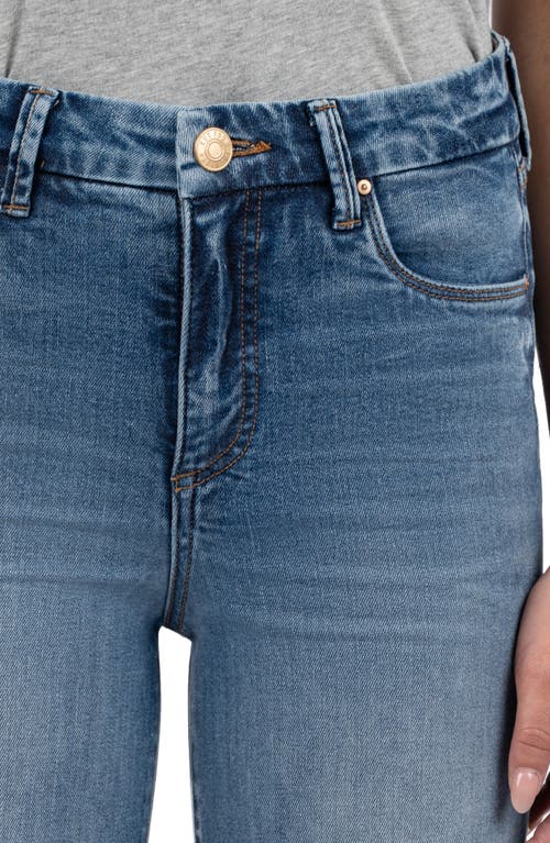 Kut From The Kloth Meg Fab Ab High Waist Raw Hem Ankle Wide Leg Jeans In Optimism Blue