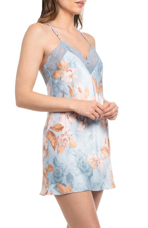 In Bloom By Jonquil Carlie Floral Lace Trim Chemise In Blue
