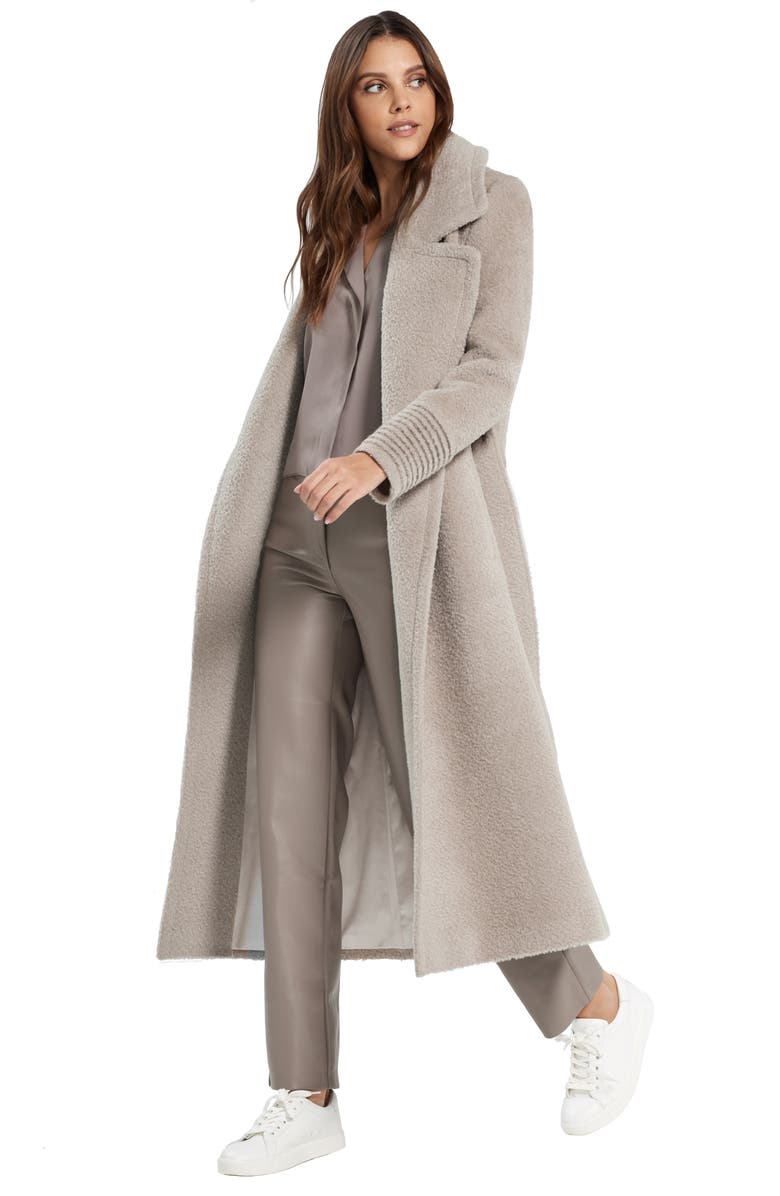 SENTALER Bouclé Notch Collar Alpaca & Wool Blend Wrap Coat, Alternate, color,