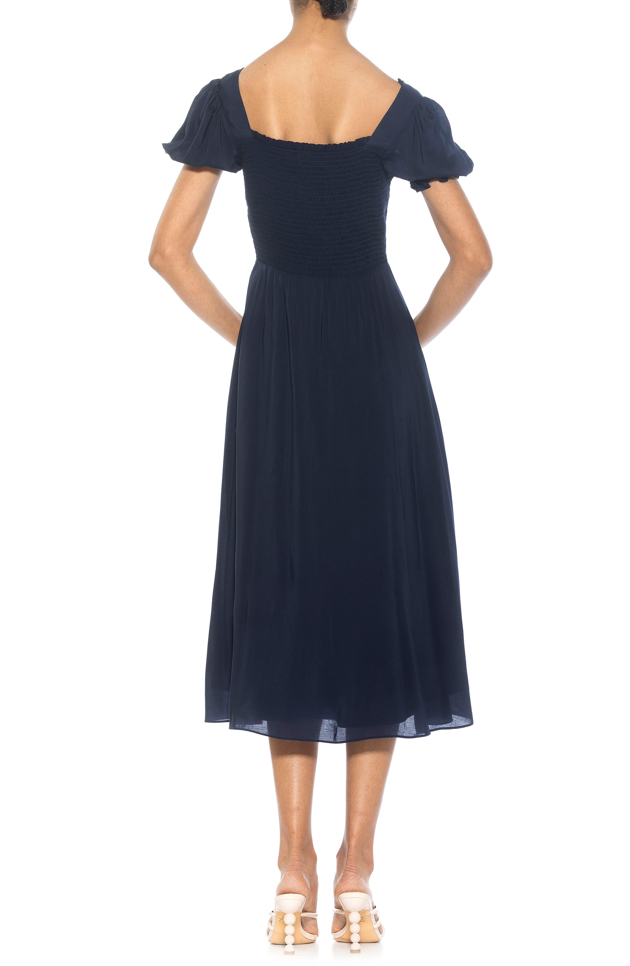Iris Smocked Short Sleeve Midi Dress - image 4