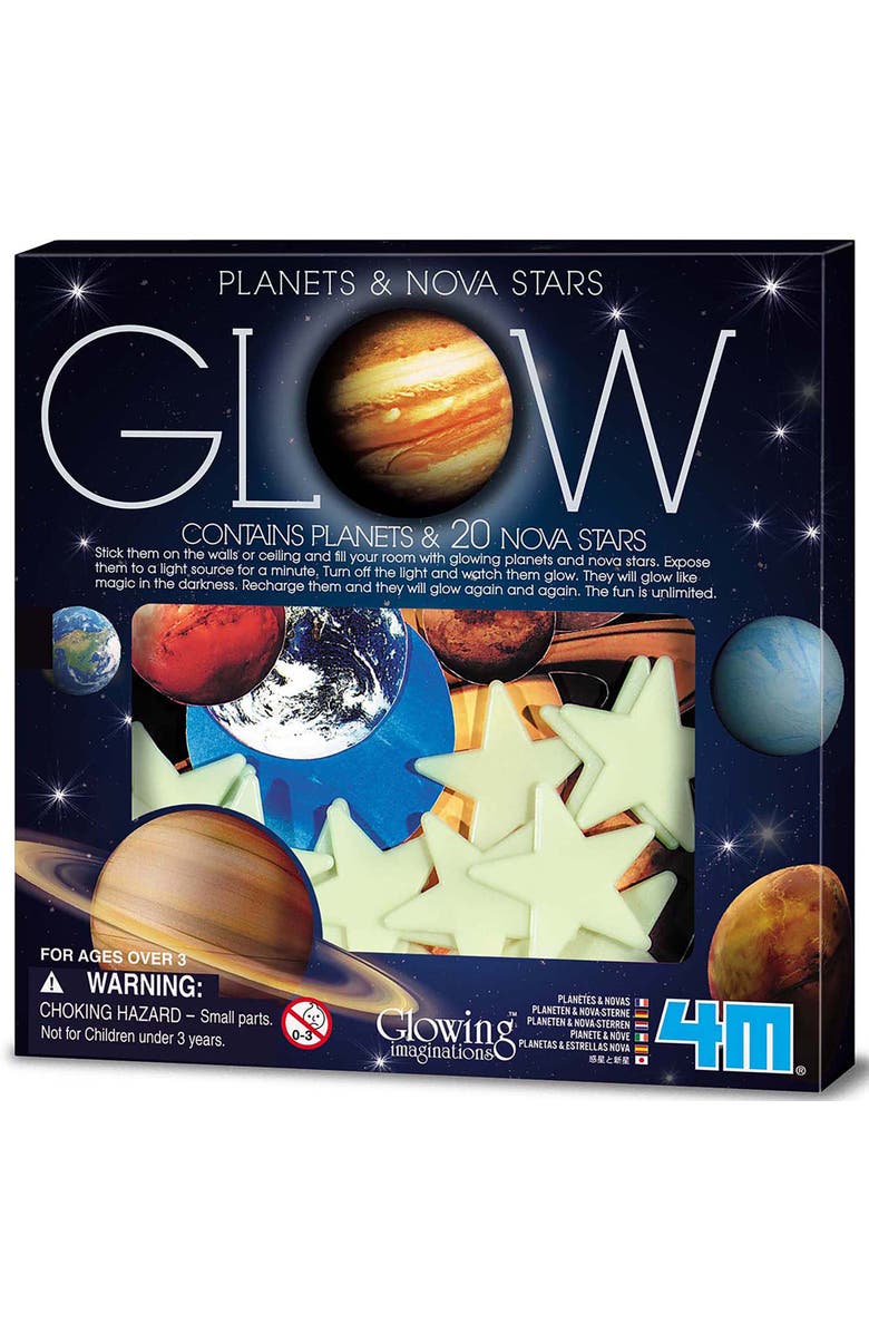 4M Glow Planets & Nova Stars 20 Glow in Dark Stick Ons, Main, color, Multicolored