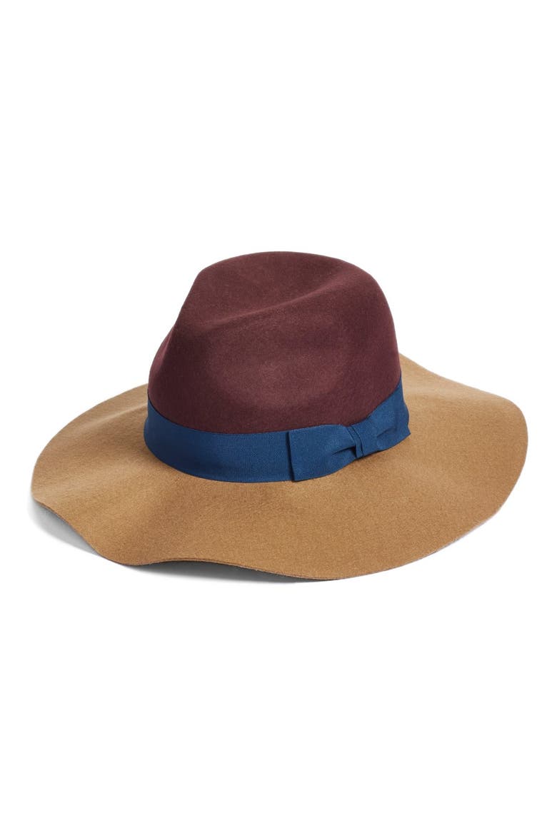 BCBGeneration Colorblock Panama Hat, Main, color, DEEP MAROON