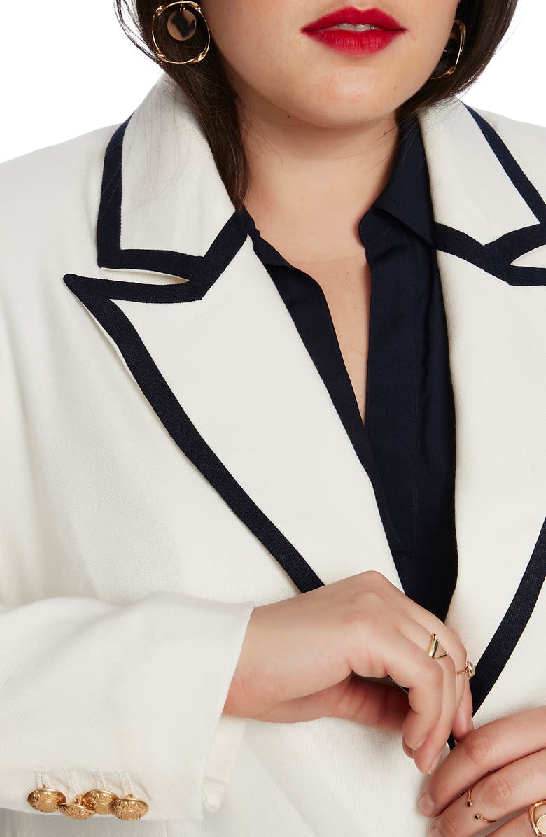 Court & Rowe Contrast Detail Linen Blend Blazer, Alternate, color,