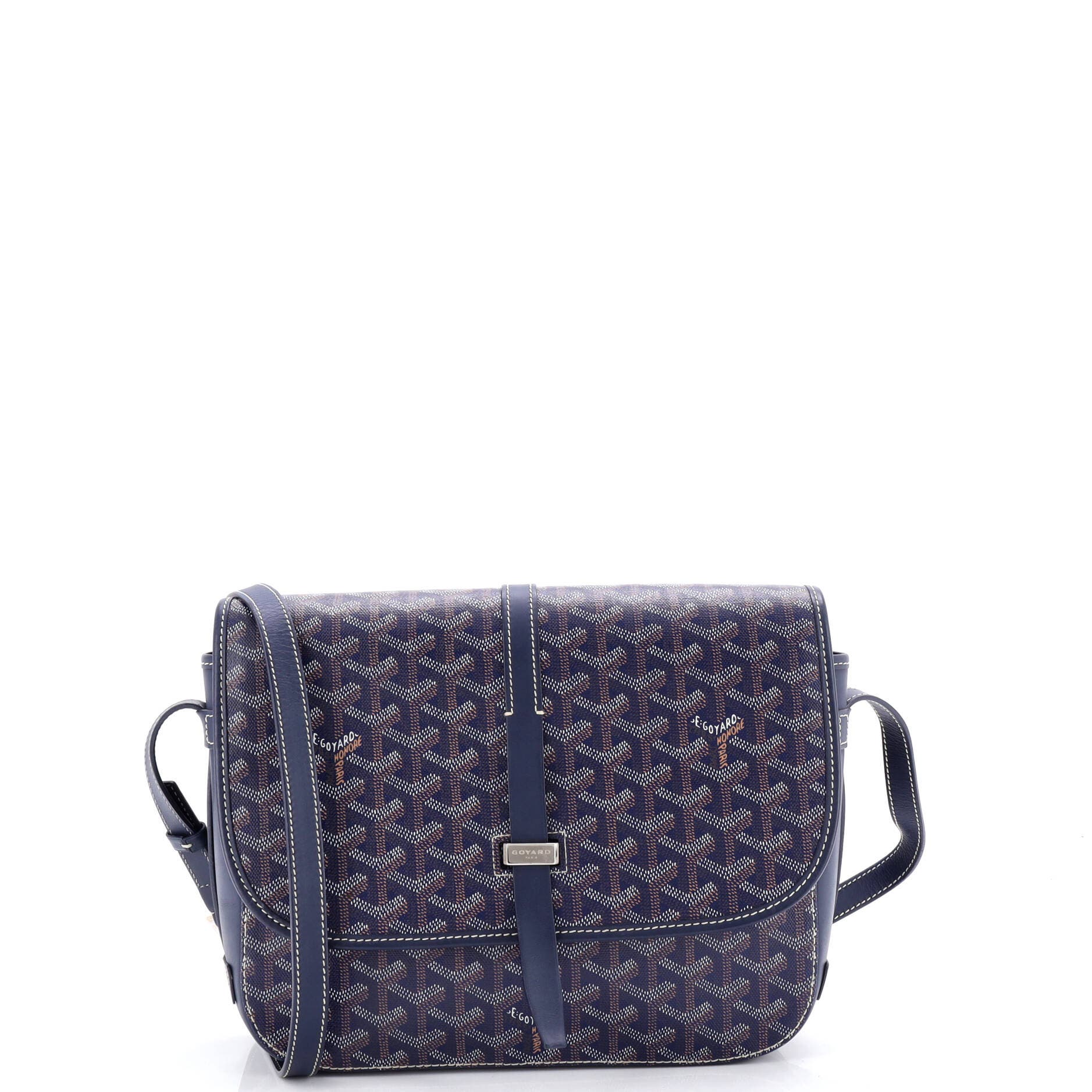 Pre-Owned Goyard Belvedere II Messenger Bag Coated Canvas MM, Main, color, Blue