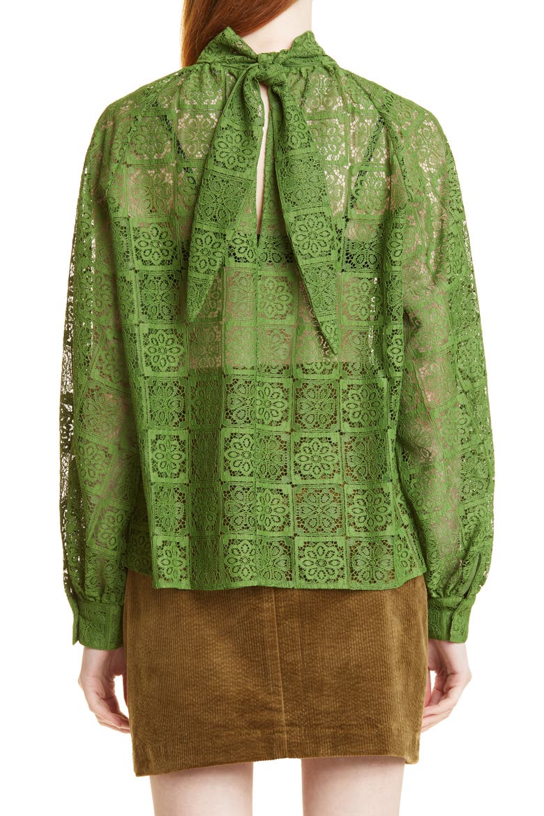 Fan Lace Blouse, Alternate, color, TWIST OF LIME