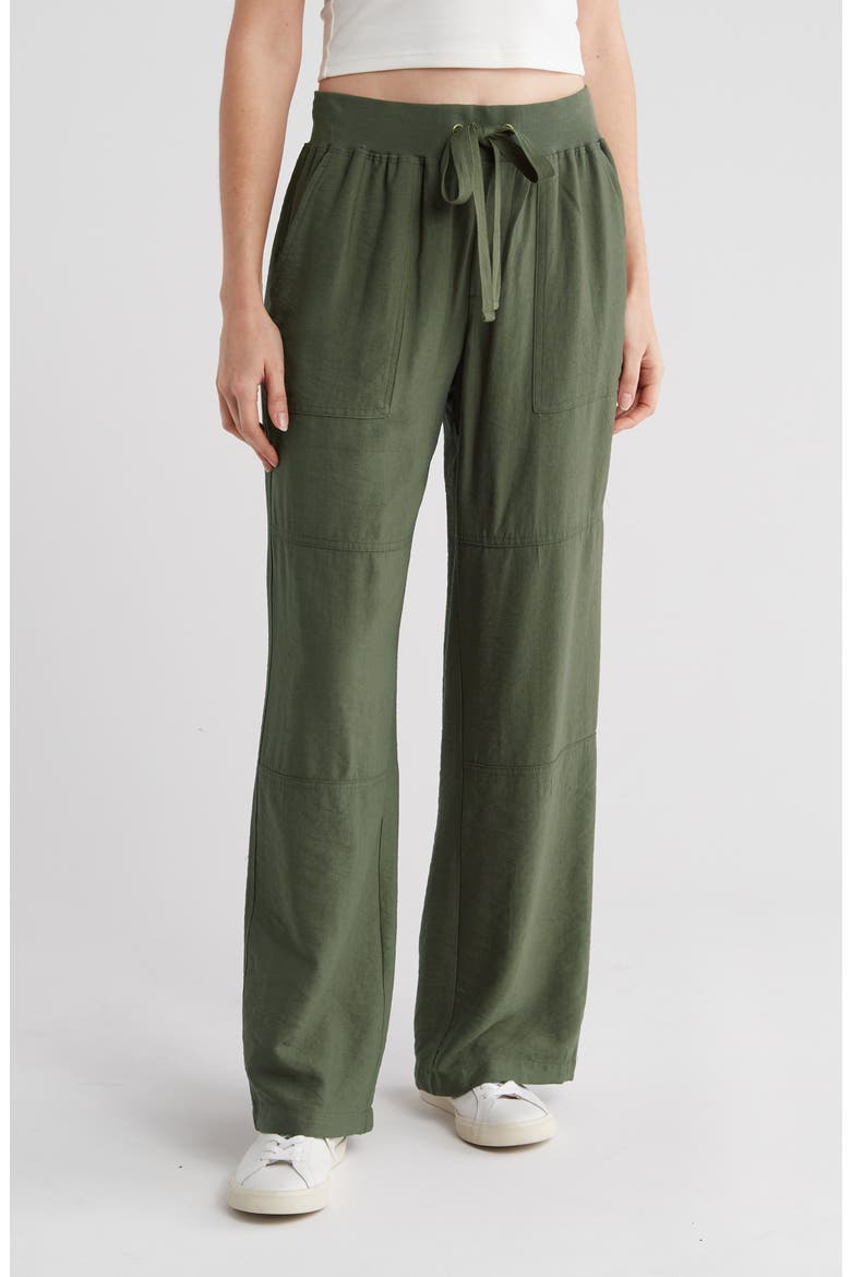 Twill Wide Leg Pants, Main, color, EVERGREEN