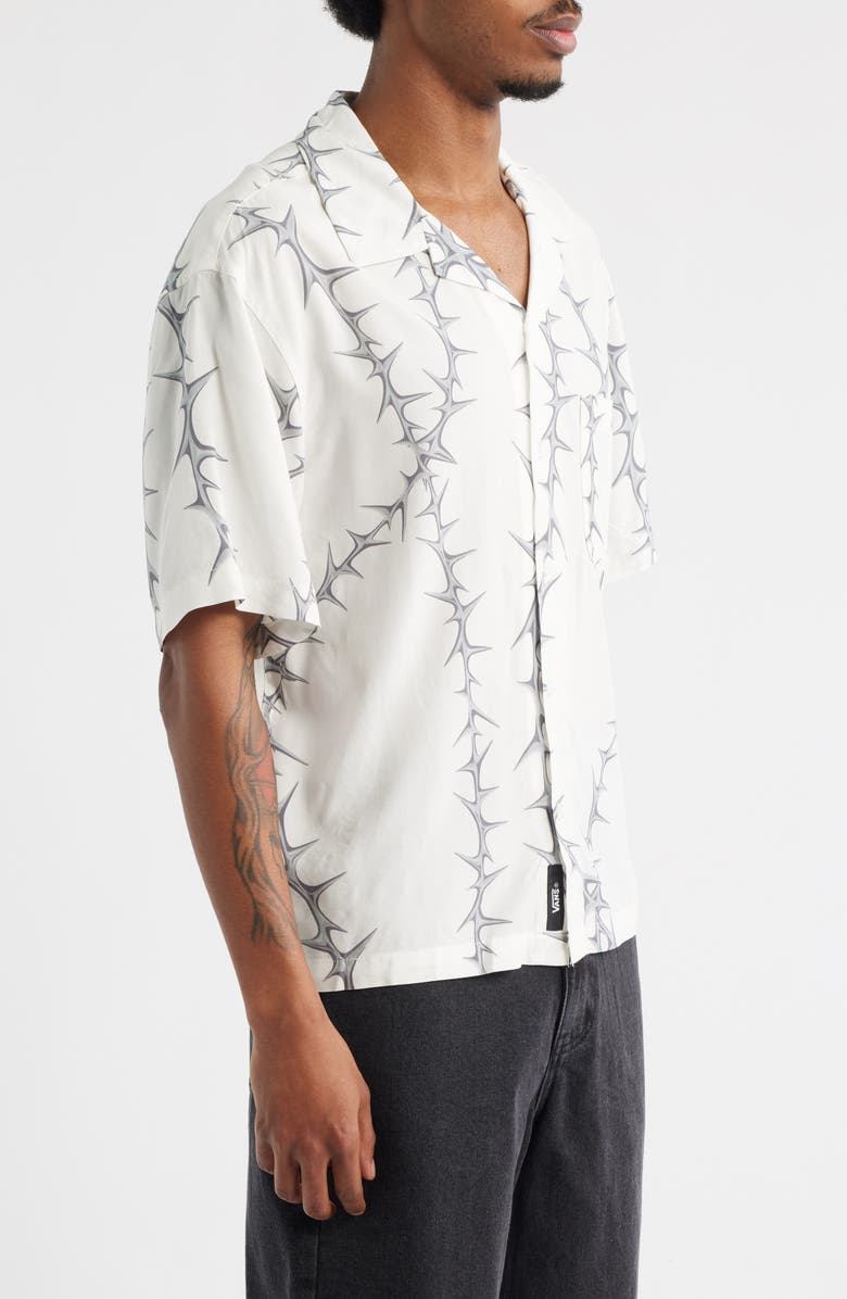 Vans Van Doren Print Camp Shirt, Alternate, color, White