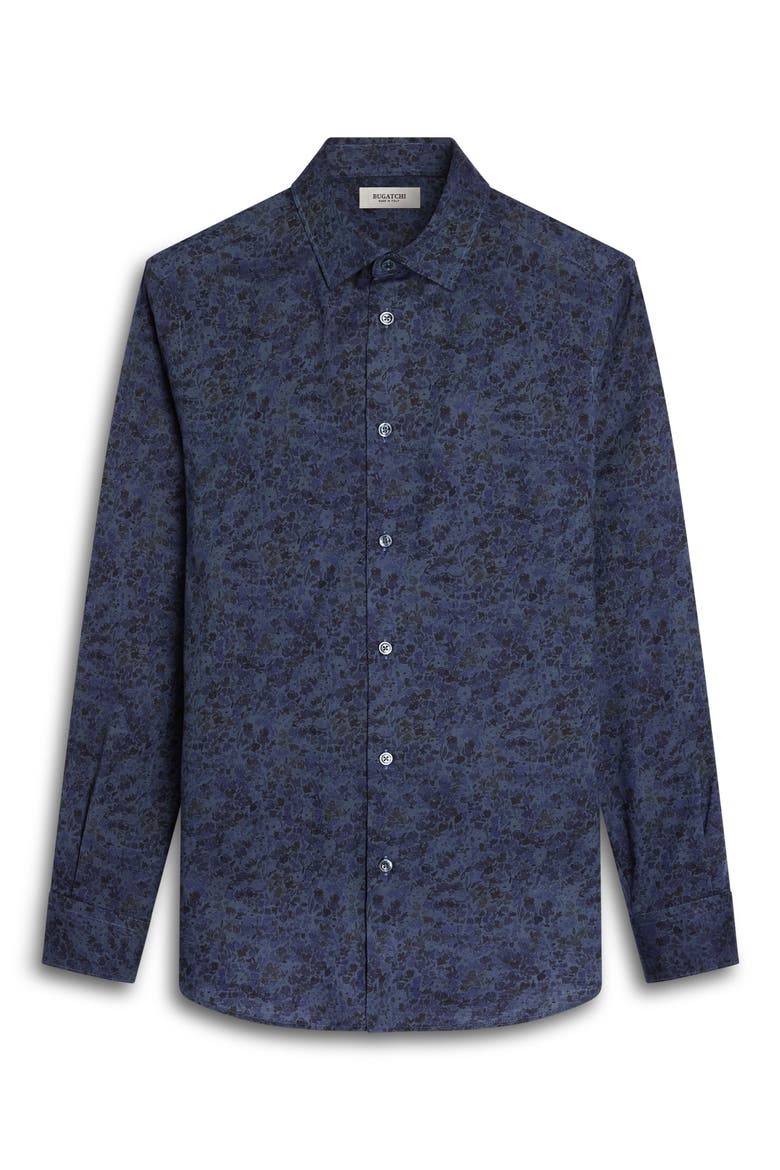 Julian Shaped Fit Long Sleeve Cotton Shirt, Alternate, color, NAVY