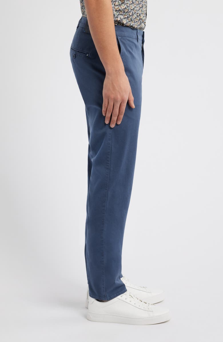 Brax Fabio Micropattern Flat Front Cotton Blend Pants, Alternate, color, Navy