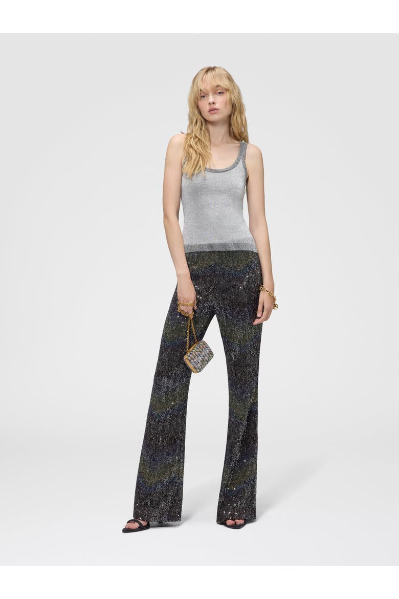 Flare Trousers With Woven Greek Key Motif, Alternate, color, Multicoloured