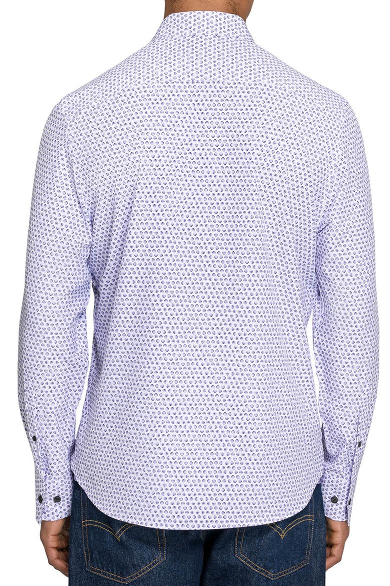 Slim Fit Gem Geo Performance Long Sleeve Shirt, Alternate, color, WHITE/PURPLE