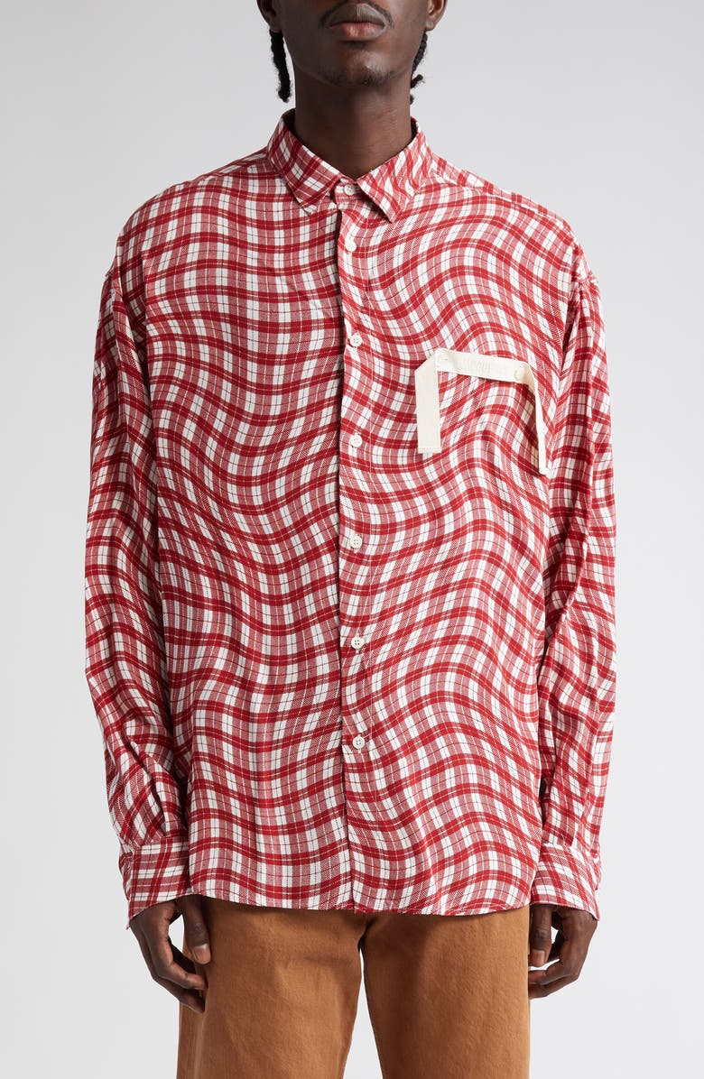 Jacquemus La Chemise Simon Wavy Check Button-Up Shirt, Main, color, 
