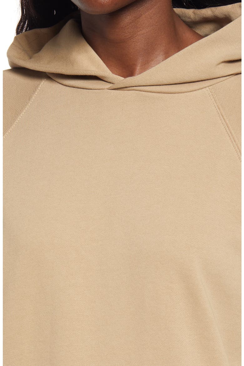 French Terry Three-Quarter Sleeve Hoodie, Alternate, color, OAK
