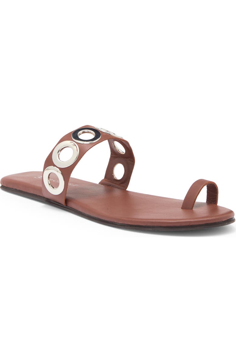 Jeffrey Campbell Riveted Slide Sandal, Main, color, Cognac Silver