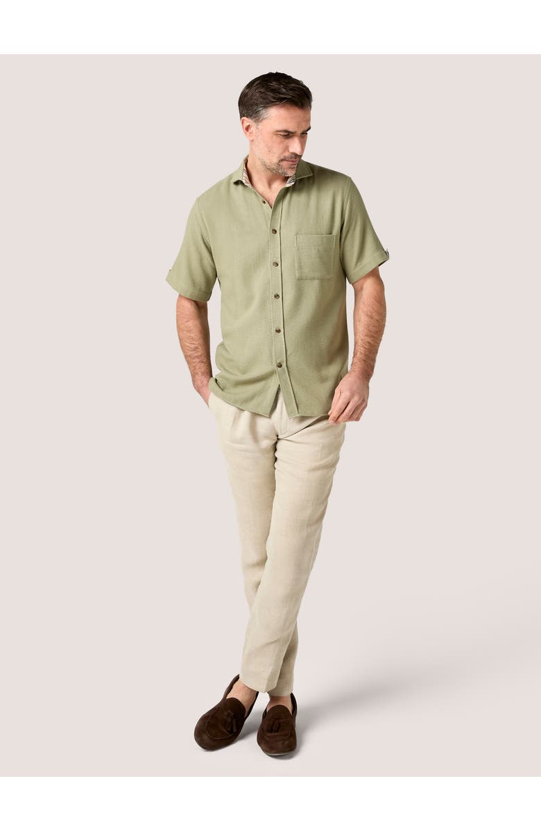 Koy Clothing Cotton Short Sleeve Sack Weave Shirt, Alternate, color, Olive