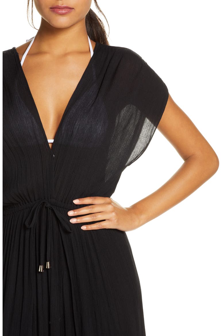 Wrap Maxi Cover-Up Dress, Alternate, color, BLACK