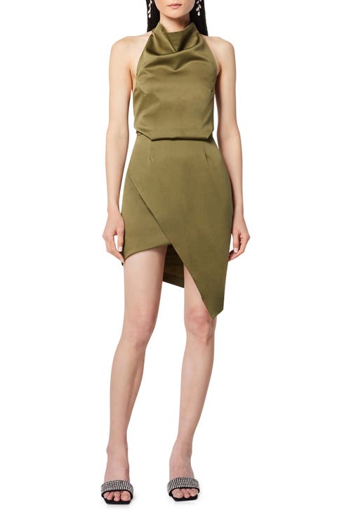 Camo Asymmetric Satin Cocktail Dress