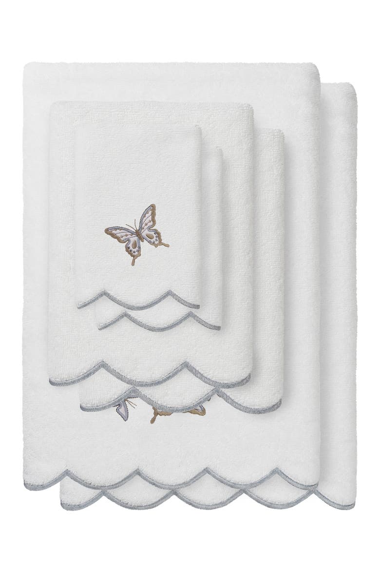 6-Piece Brittney Embroidered Turkish Cotton Towel Set, Main, color, WHITE/ GRAY