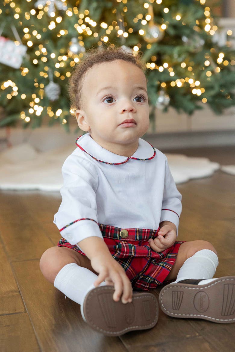 Pique & Plaid Long Sleeve Shortall, Alternate, color, Red Multi Plaid