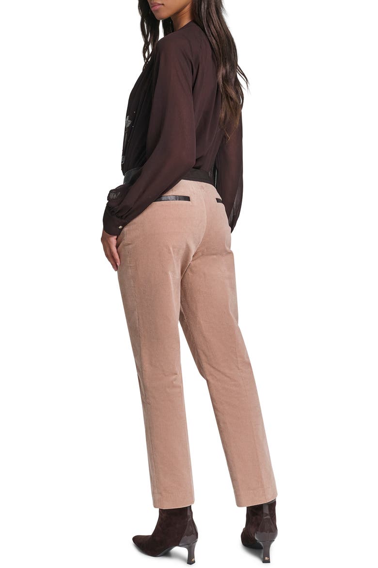 Faux Leather Trim Corduroy Pants, Alternate, color, CLAY