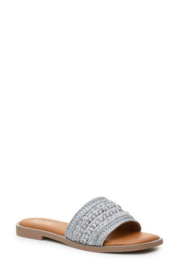 NICOLE MILLER NICOLE MILLER RHINESTONE WOVEN SLIDE SANDAL