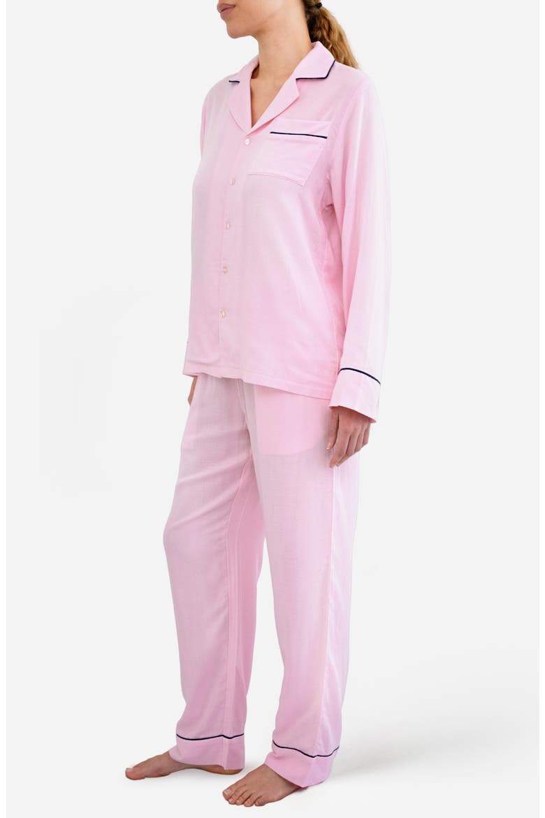 Gender Inclusive Piped Cotton Blend Pajamas, Alternate, color, PINK