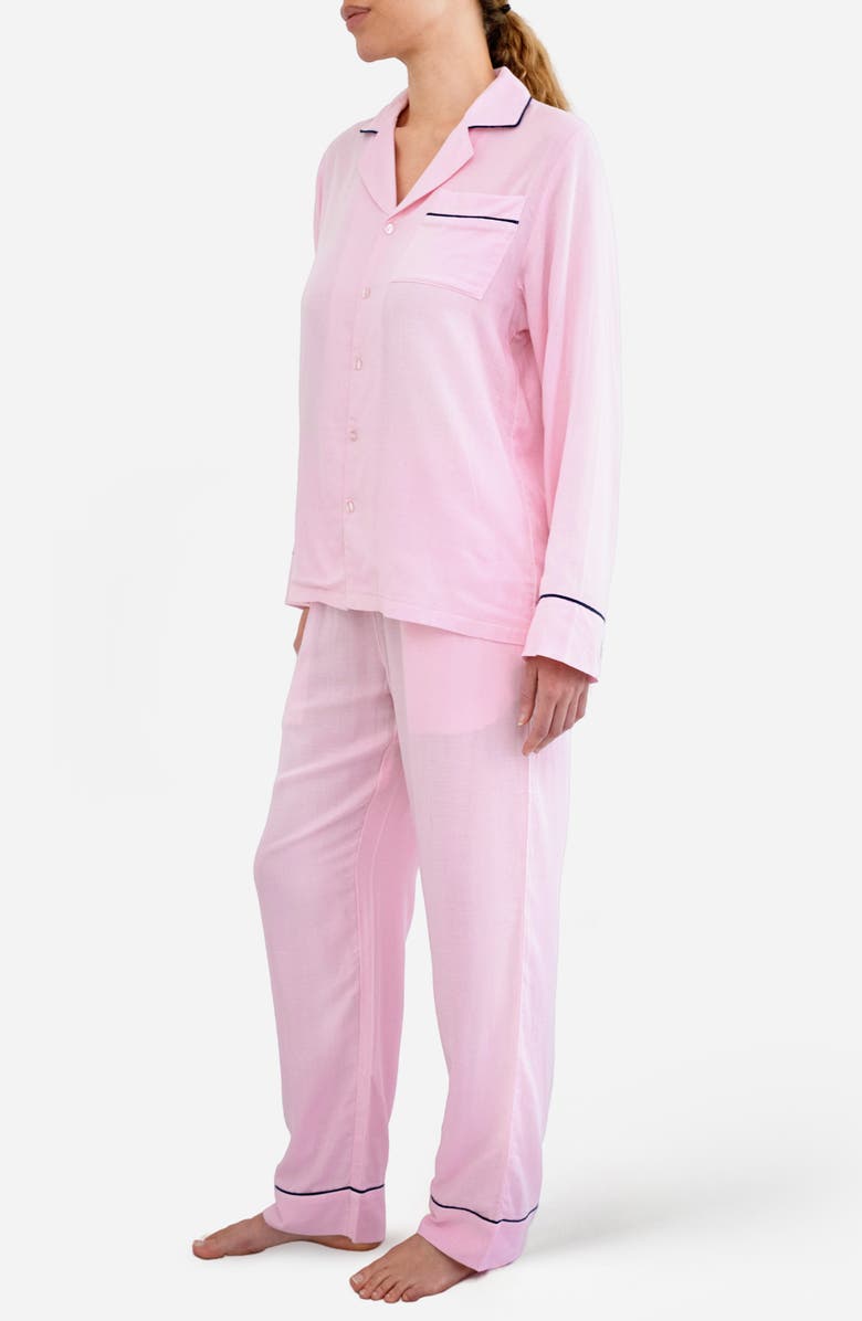 Sunday Citizen Gender Inclusive Piped Cotton Blend Pajamas, Alternate, color, Pink