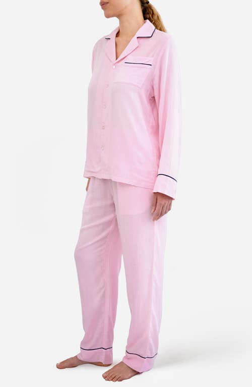 Sunday Citizen Gender Inclusive Piped Cotton Blend Pajamas In Pink