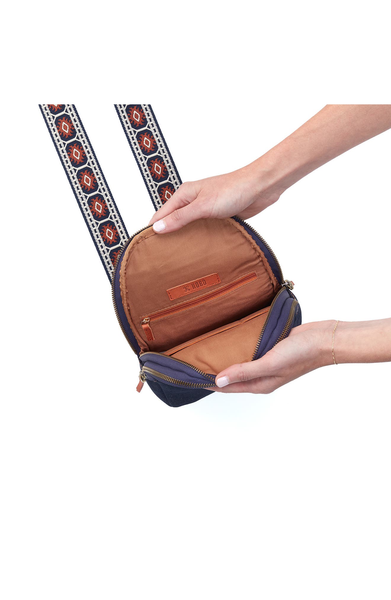 HOBO Cass Leather Sling Bag, Alternate, color, Dark Denim