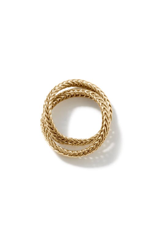 John Hardy Kami Chain Crossover Ring Gold 4.5mm In Gold