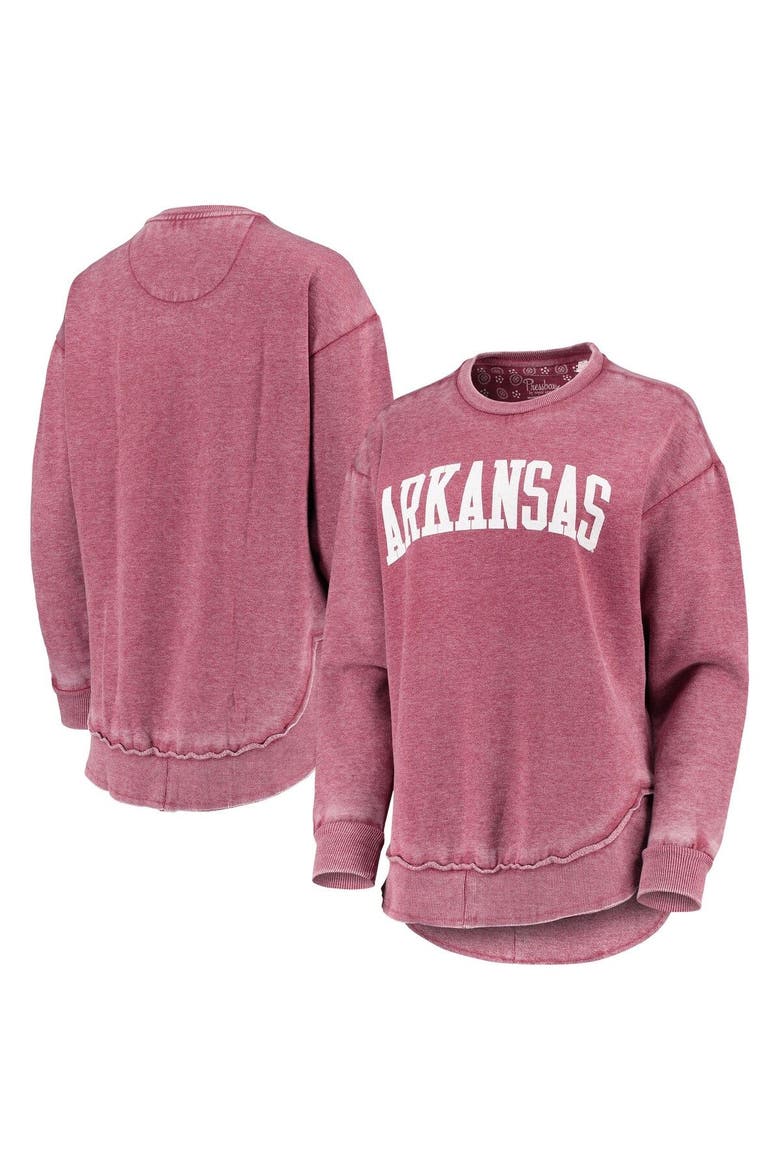 Women's Pressbox Cardinal Arkansas Razorbacks Vintage Wash Pullover Sweatshirt, Main, color, Cardinal