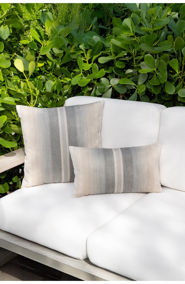 Elaine Smith Ombre Stripe Indoor & Outdoor Woven Accent Pillow, Alternate, color, Grigio
