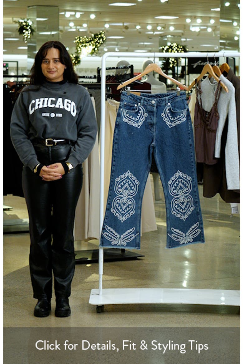 Cornely Embroidered Raw Hem Crop Jeans video