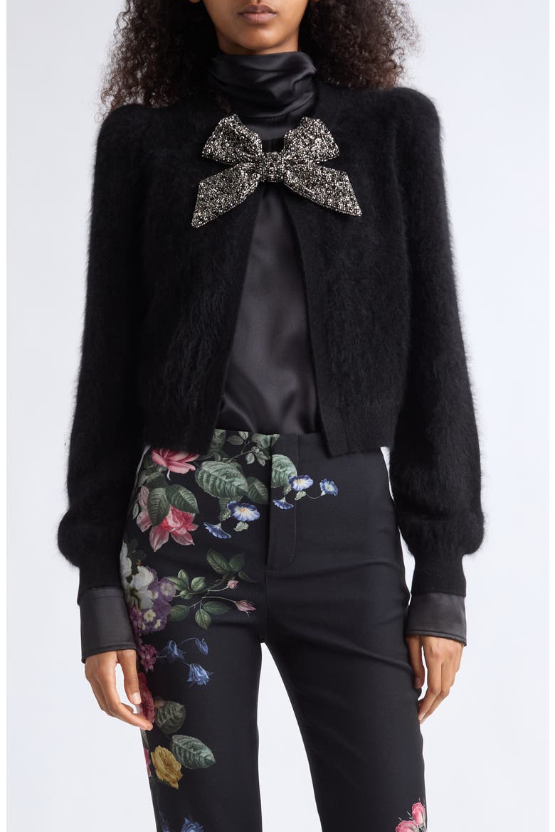 Kitty Puff Sleeve Cardigan, Main, color, BLACK