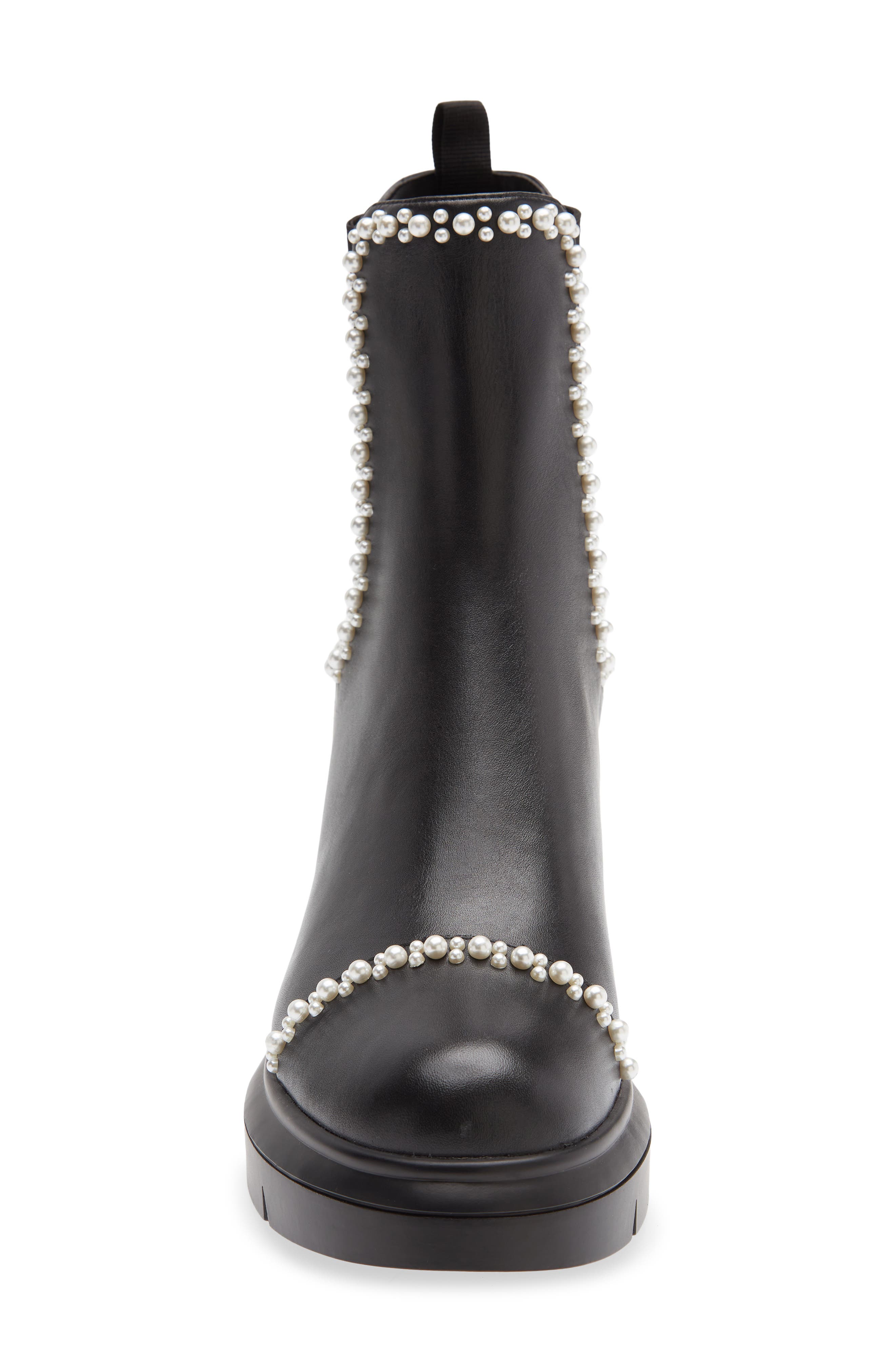 Norah Demipearl Chelsea Boot, Alternate, color, BLACK