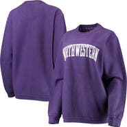 PRESSBOX Women's Pressbox Purple Northwestern Wildcats Comfy Cord Vintage Wash Basic Arch Pullover Sweatshirt