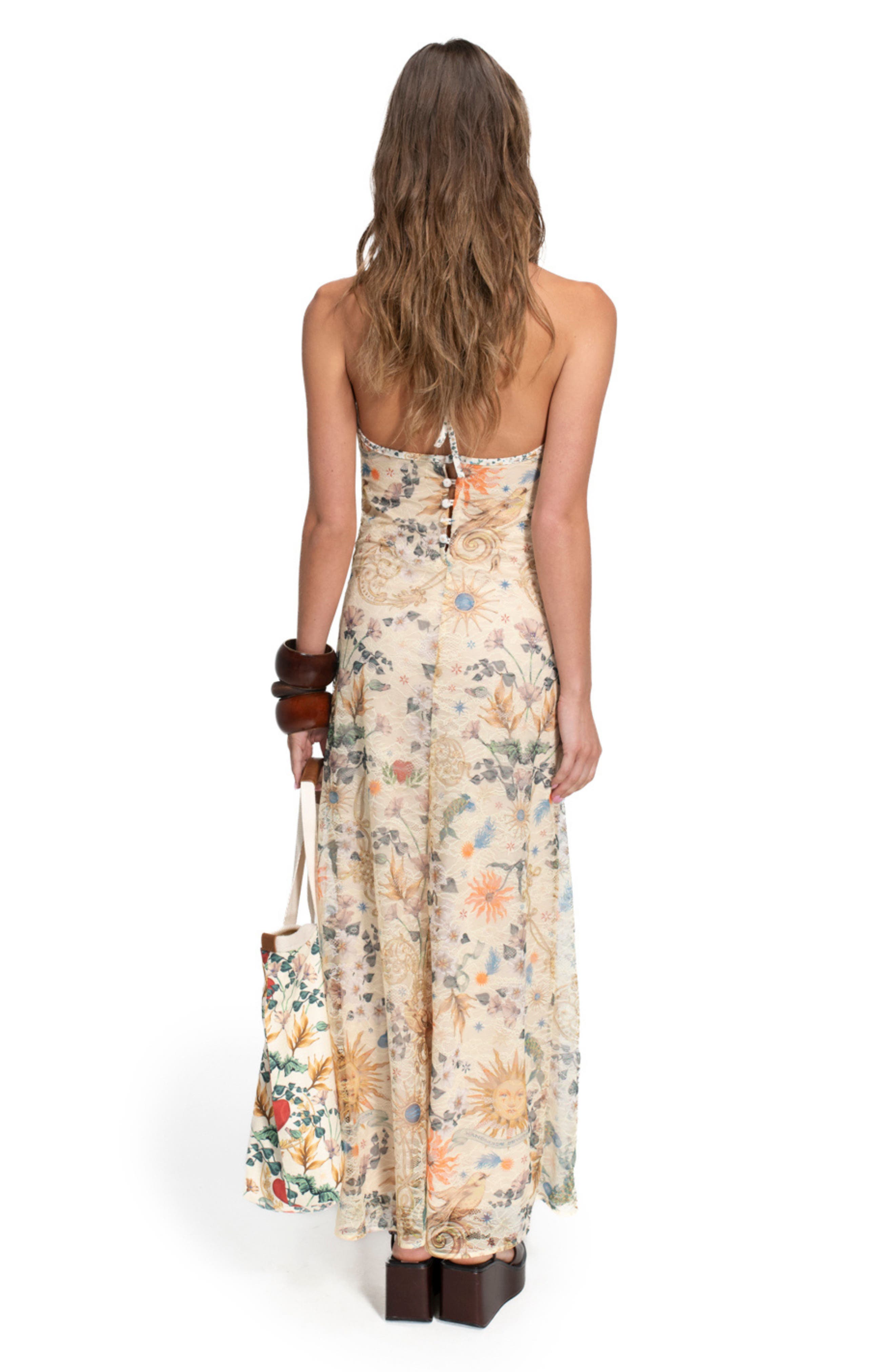 Agua Bendita Lucia Solstice Print Tote Bag, Alternate, color, White